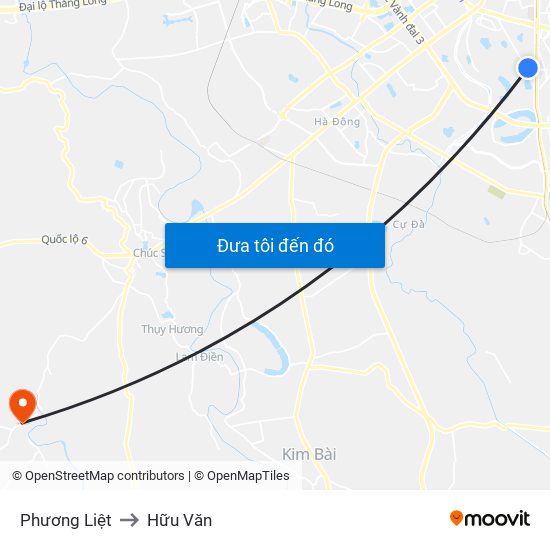 Phương Liệt to Hữu Văn map