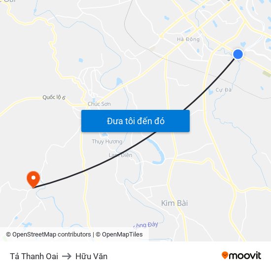 Tả Thanh Oai to Hữu Văn map