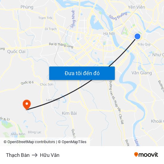 Thạch Bàn to Hữu Văn map