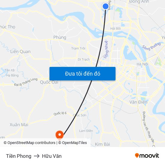 Tiền Phong to Hữu Văn map