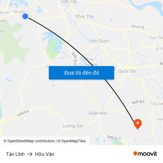 Tản Lĩnh to Hữu Văn map