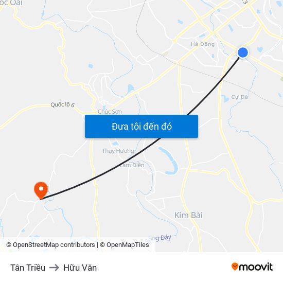 Tân Triều to Hữu Văn map