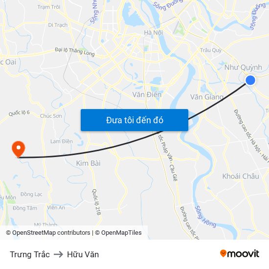 Trưng Trắc to Hữu Văn map