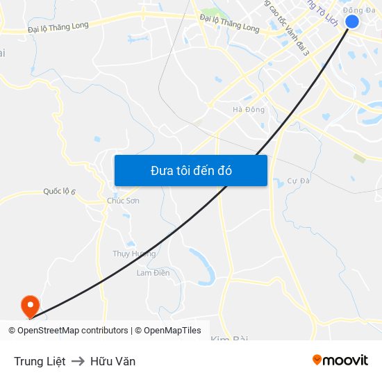 Trung Liệt to Hữu Văn map