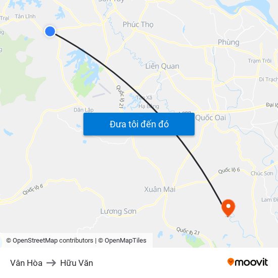 Vân Hòa to Hữu Văn map