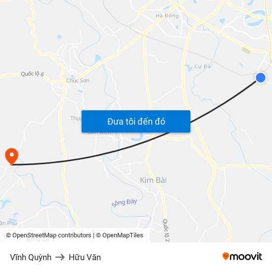 Vĩnh Quỳnh to Hữu Văn map