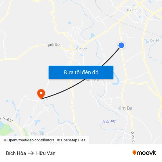 Bích Hòa to Hữu Văn map