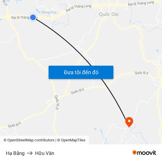 Hạ Bằng to Hữu Văn map