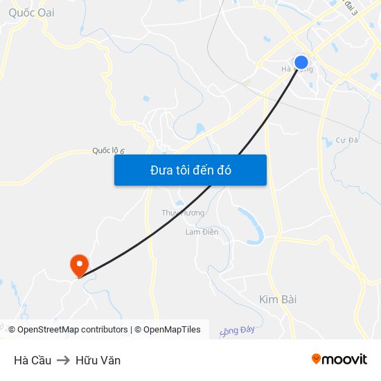 Hà Cầu to Hữu Văn map