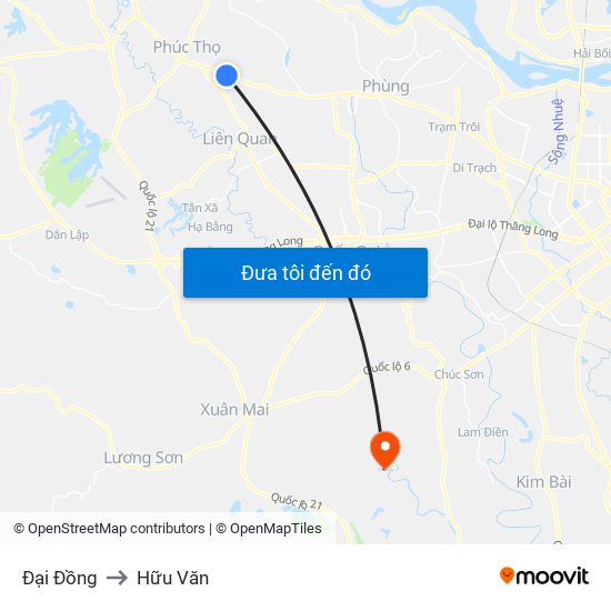 Đại Đồng to Hữu Văn map