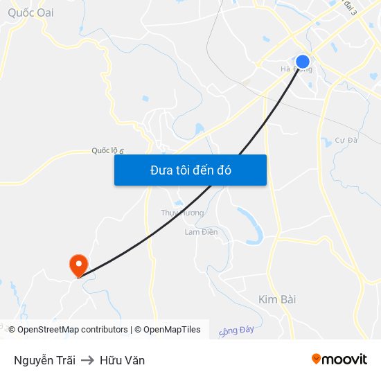 Nguyễn Trãi to Hữu Văn map