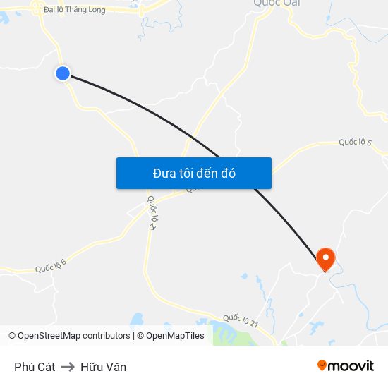 Phú Cát to Hữu Văn map