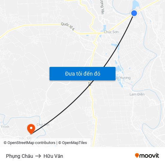 Phụng Châu to Hữu Văn map