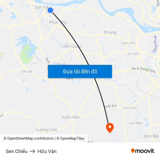 Sen Chiểu to Hữu Văn map