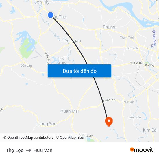 Thọ Lộc to Hữu Văn map