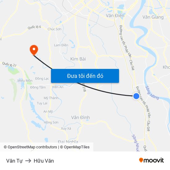 Văn Tự to Hữu Văn map
