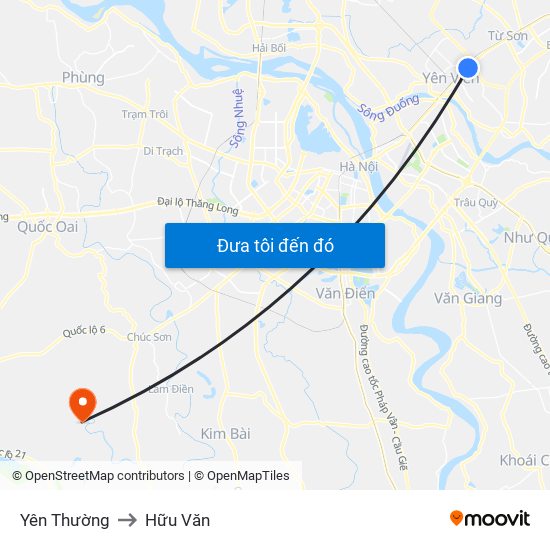 Yên Thường to Hữu Văn map
