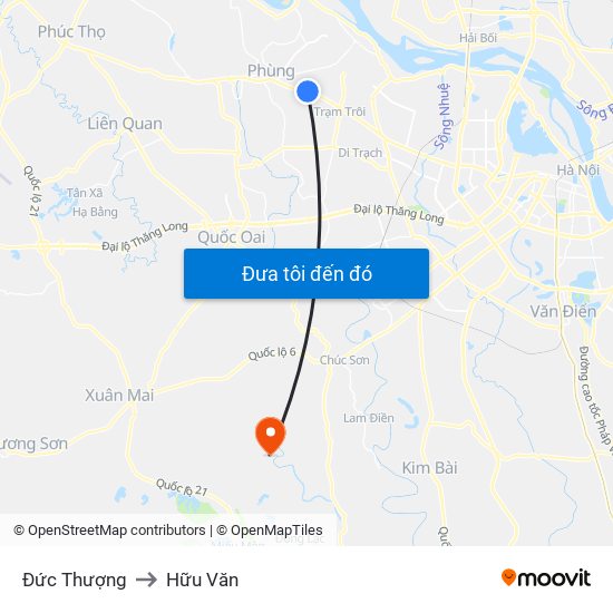 Đức Thượng to Hữu Văn map