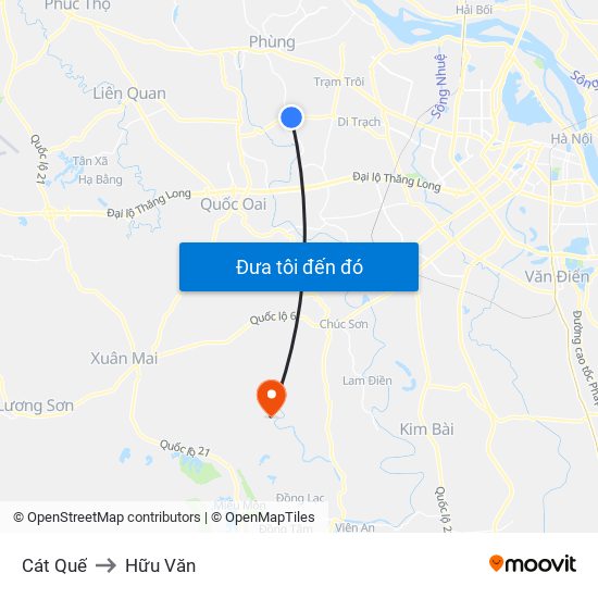 Cát Quế to Hữu Văn map