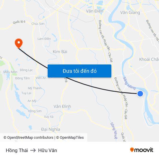 Hồng Thái to Hữu Văn map