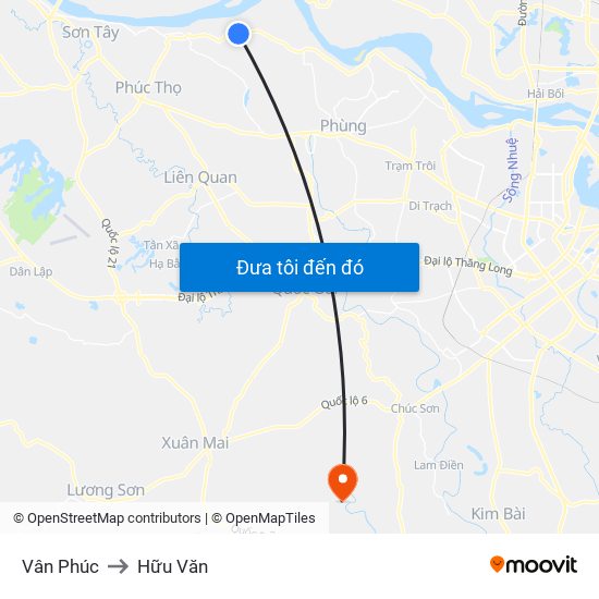 Vân Phúc to Hữu Văn map