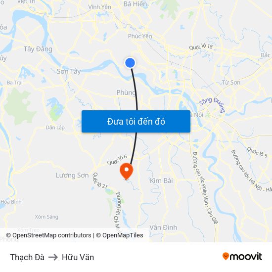 Thạch Đà to Hữu Văn map