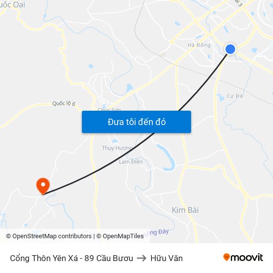 Cổng Thôn Yên Xá - 89 Cầu Bươu to Hữu Văn map