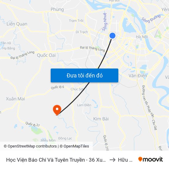 Học Viện Báo Chí Và Tuyên Truyền - 36 Xuân Thủy to Hữu Văn map