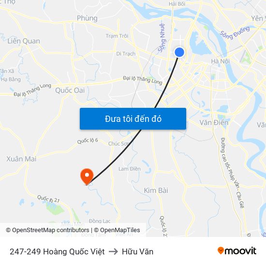 247-249 Hoàng Quốc Việt to Hữu Văn map