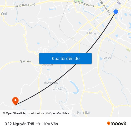 322 Nguyễn Trãi to Hữu Văn map