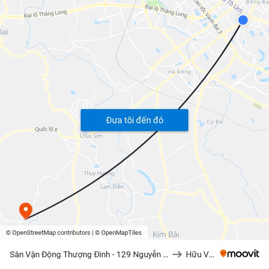 Sân Vận Động Thượng Đình - 129 Nguyễn Trãi to Hữu Văn map