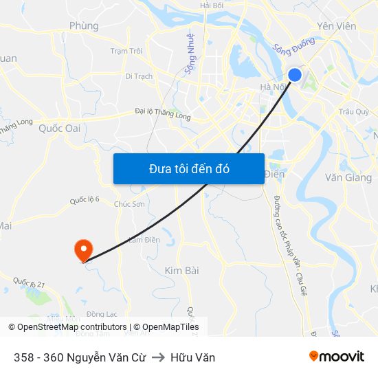358 - 360 Nguyễn Văn Cừ to Hữu Văn map
