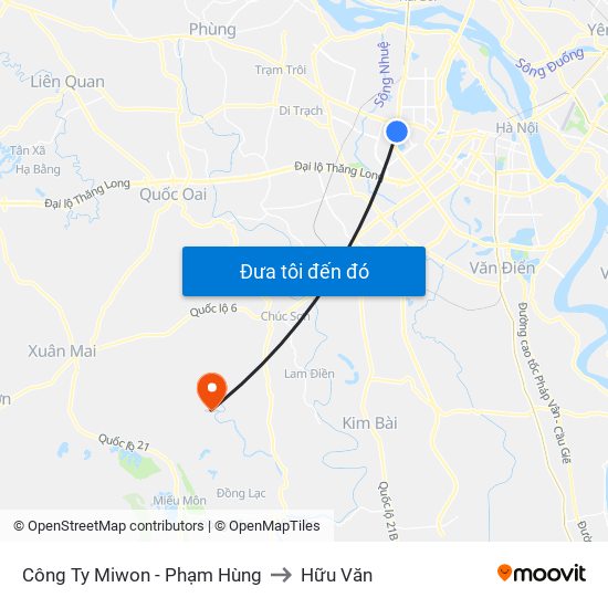 Công Ty Miwon - Phạm Hùng to Hữu Văn map