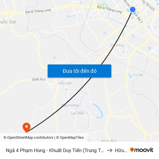 Ngã 4 Phạm Hùng - Khuất Duy Tiến (Trung Tâm Hội Nghị Quốc Gia) to Hữu Văn map