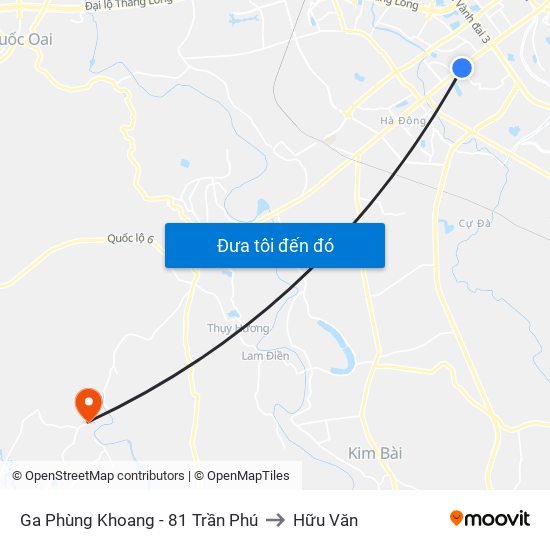 Ga Phùng Khoang - 81 Trần Phú to Hữu Văn map