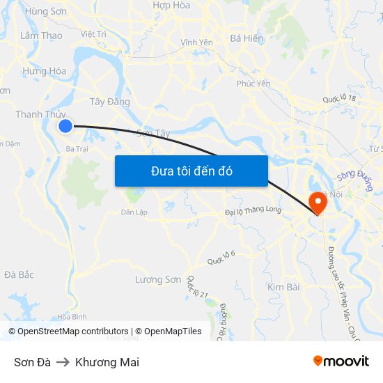 Sơn Đà to Khương Mai map