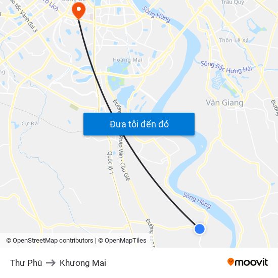 Thư Phú to Khương Mai map