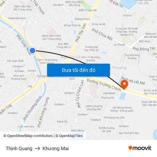 Thịnh Quang to Khương Mai map