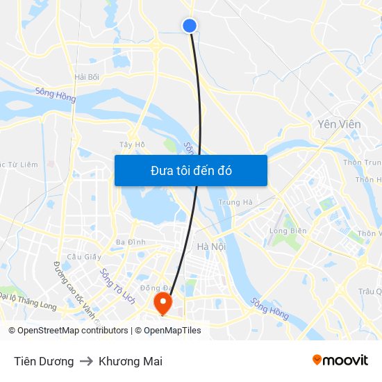 Tiên Dương to Khương Mai map