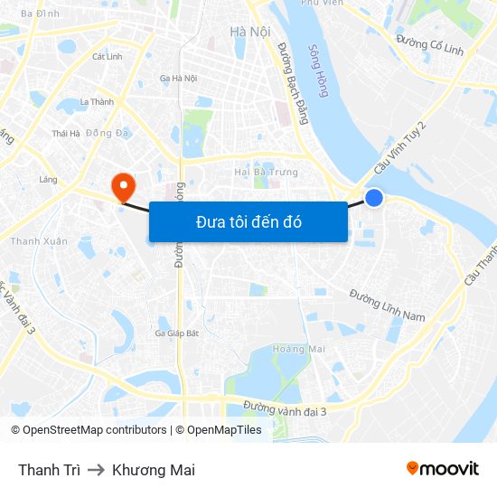 Thanh Trì to Khương Mai map
