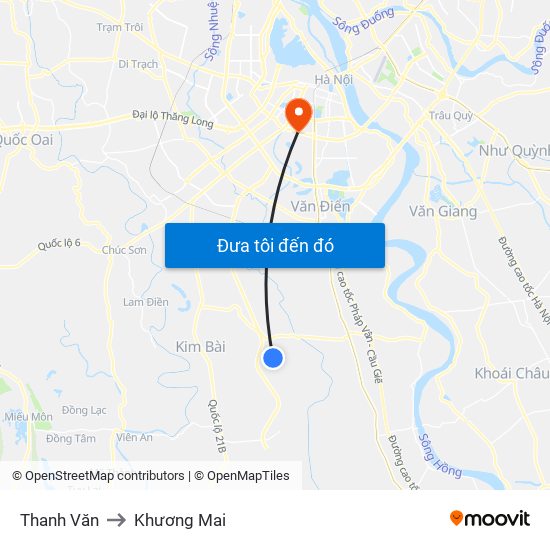 Thanh Văn to Khương Mai map