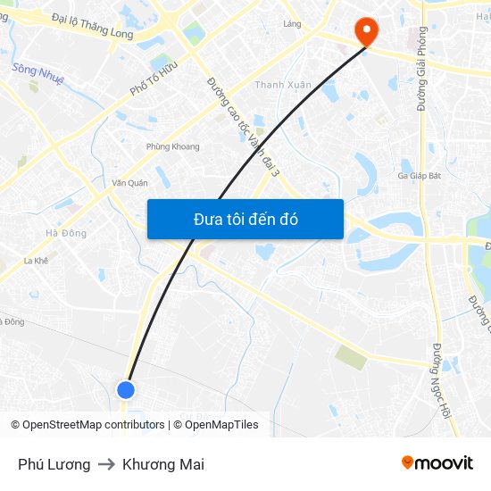 Phú Lương to Khương Mai map