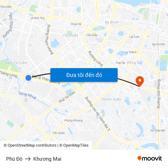 Phú Đô to Khương Mai map