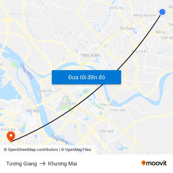 Tương Giang to Khương Mai map