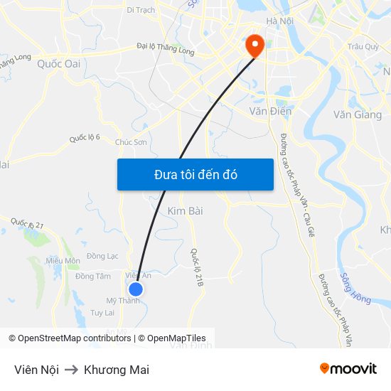 Viên Nội to Khương Mai map