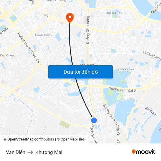 Văn Điển to Khương Mai map