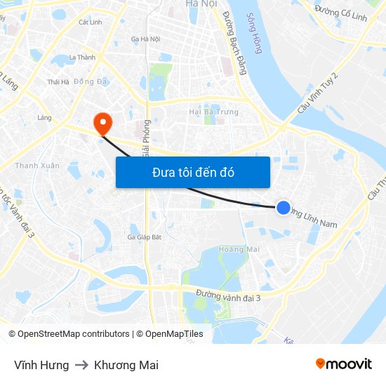 Vĩnh Hưng to Khương Mai map
