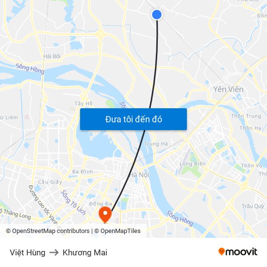 Việt Hùng to Khương Mai map
