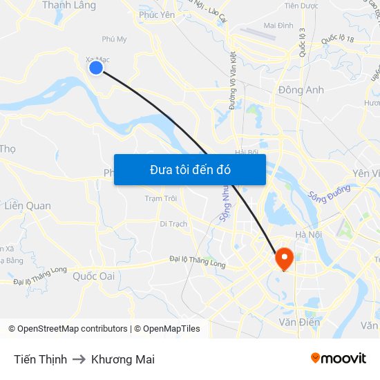 Tiến Thịnh to Khương Mai map