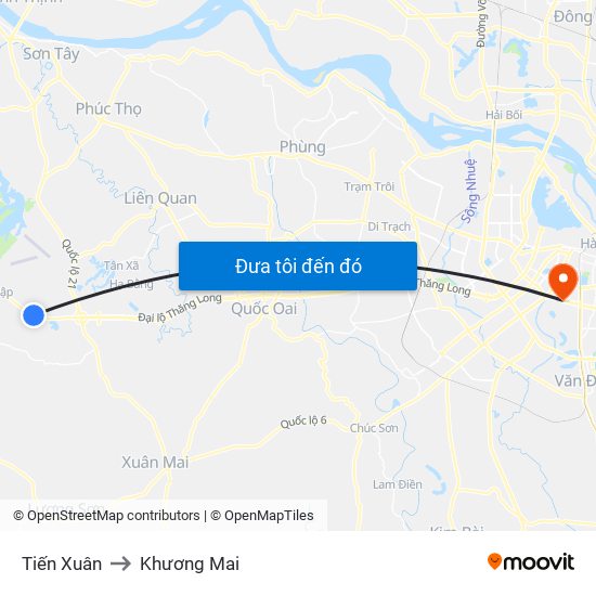 Tiến Xuân to Khương Mai map